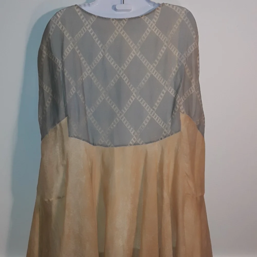 Gary graham raime tan/grey sleeveless oversized dress 8 - Picture 6 of 7